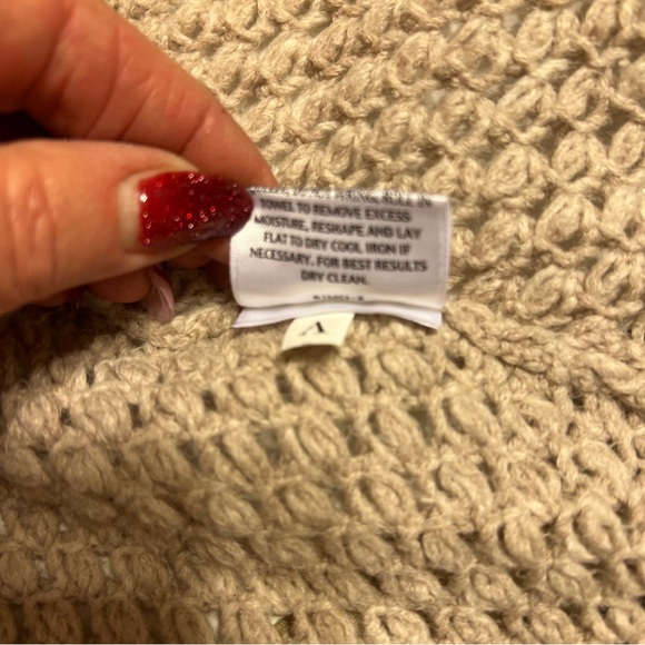 Eileen Fisher Cream Chunky Knit Open Front Long Sleeve Cardigan Sz L - Picture 9 of 11